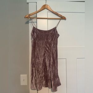 Purple velvet mini dress